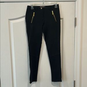 MICHAEL Michael Kors Black Ponte Leggings with Gold Zippers